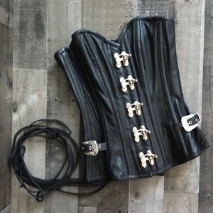 Vegan Leather Embellished Corset